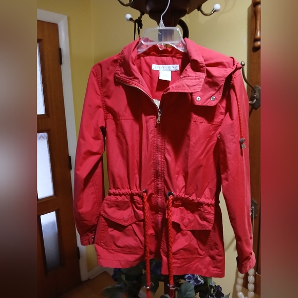 Red Utility Jacket with Drawstring Size XS - Picture 2 of 8